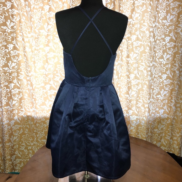 BLUE satin semi formal short dress. - Picture 2 of 7